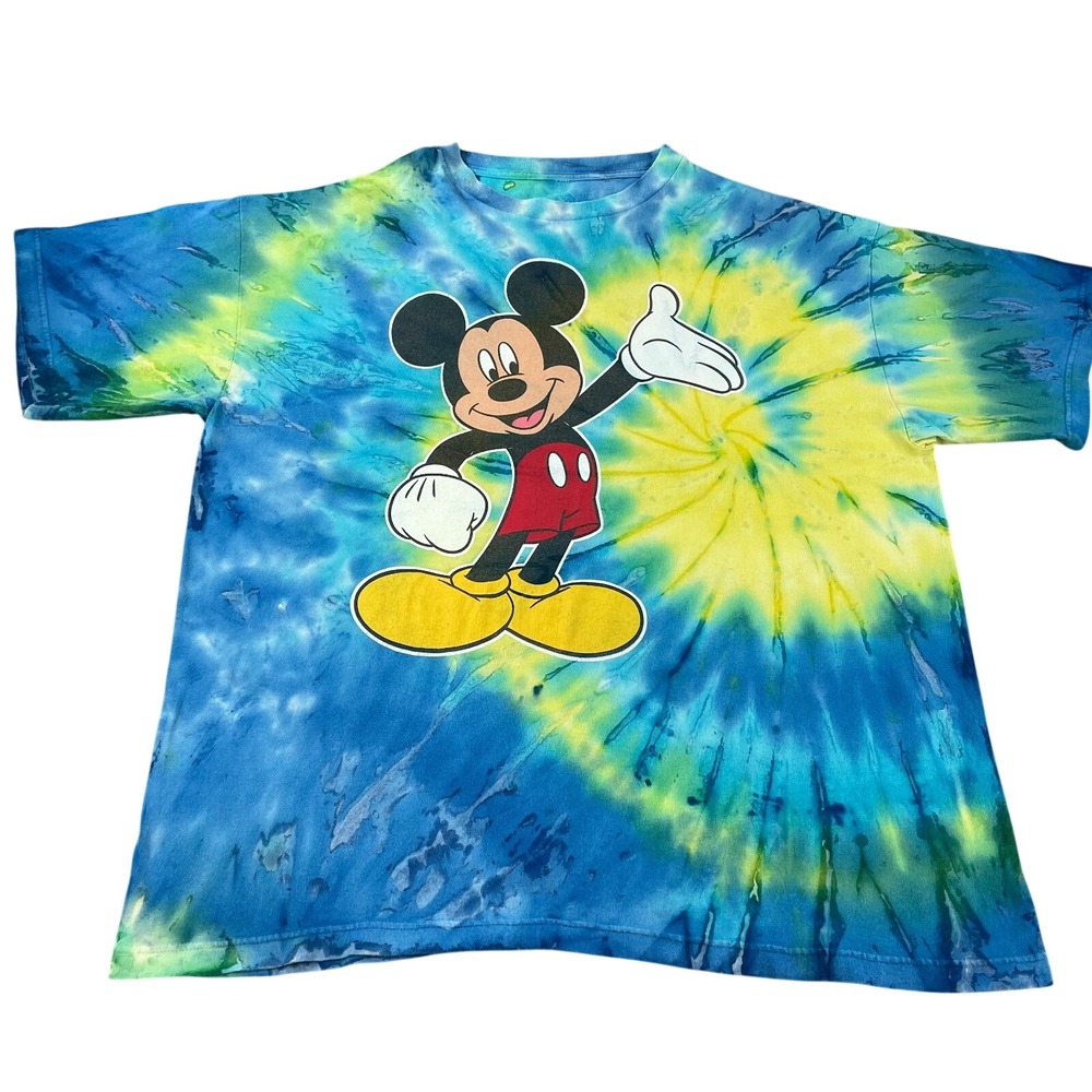 Vintage 90s Mickey Mouse Tie‎ Dye Swirl Shirt 2XL Mickey Unlimited Clean Disney